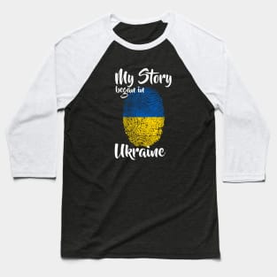 Ukraine Flag Fingerprint My Story DNA Ukrainian Baseball T-Shirt